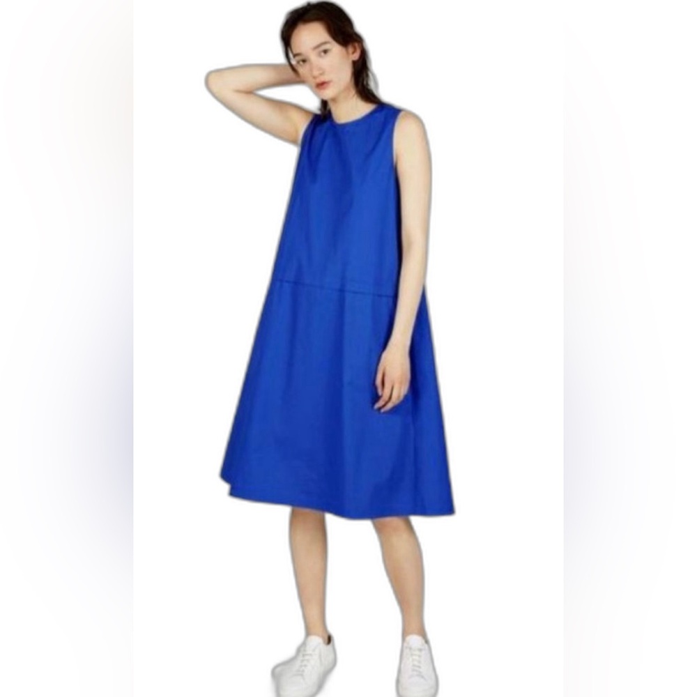 EVERLANE The Clean Cotton A-Line Dress Ultramarine Blue Sz 2 - Picture 3 of 12